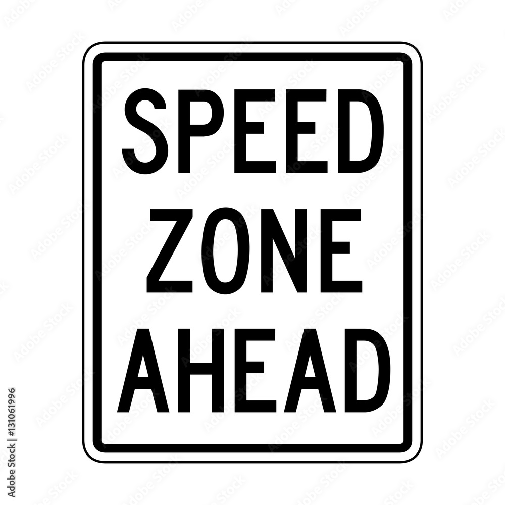 Speed zone ahead warning street sign over white background. American and Canadian style. Speed zone ahead warning street sign over white background. American and Canadian style.
