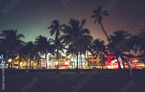 Ocean Drive street with illuminated buildings, South Beach, Miami © marchello74