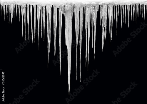  Icicles on a black background