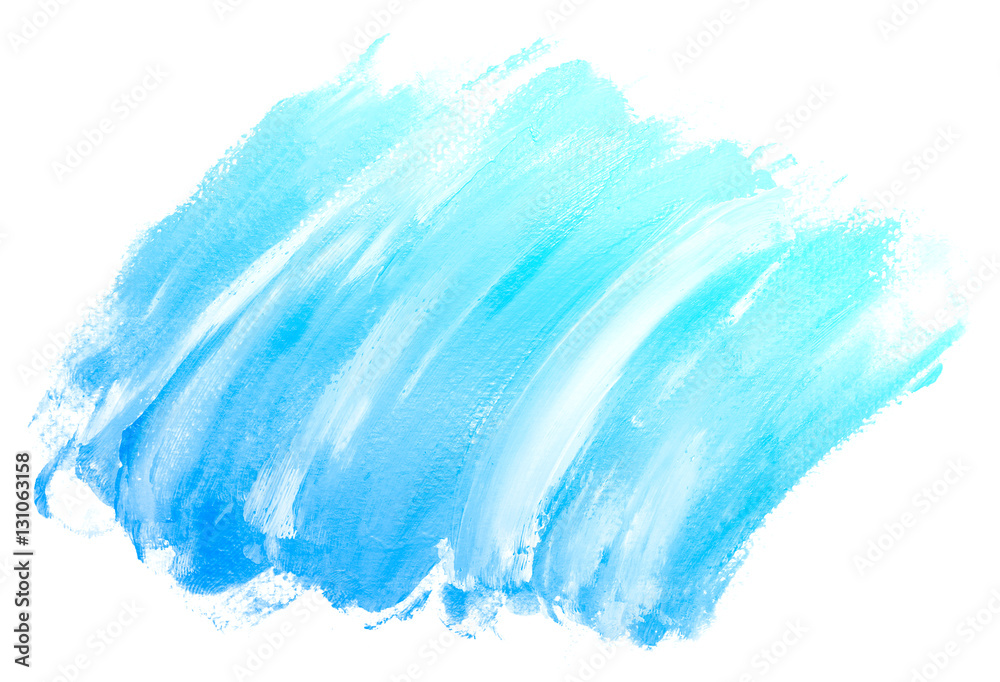 Abstract blue watercolor on white background.The color splashing on the paper.It is a hand drawn.