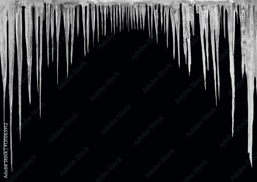 Icicles on a black background Icicles on a black background
