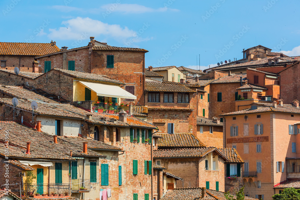 picturesque scenery of buildings in Siena, Italy