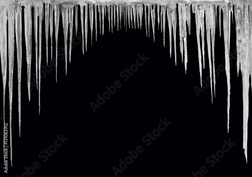 Icicles on a black background