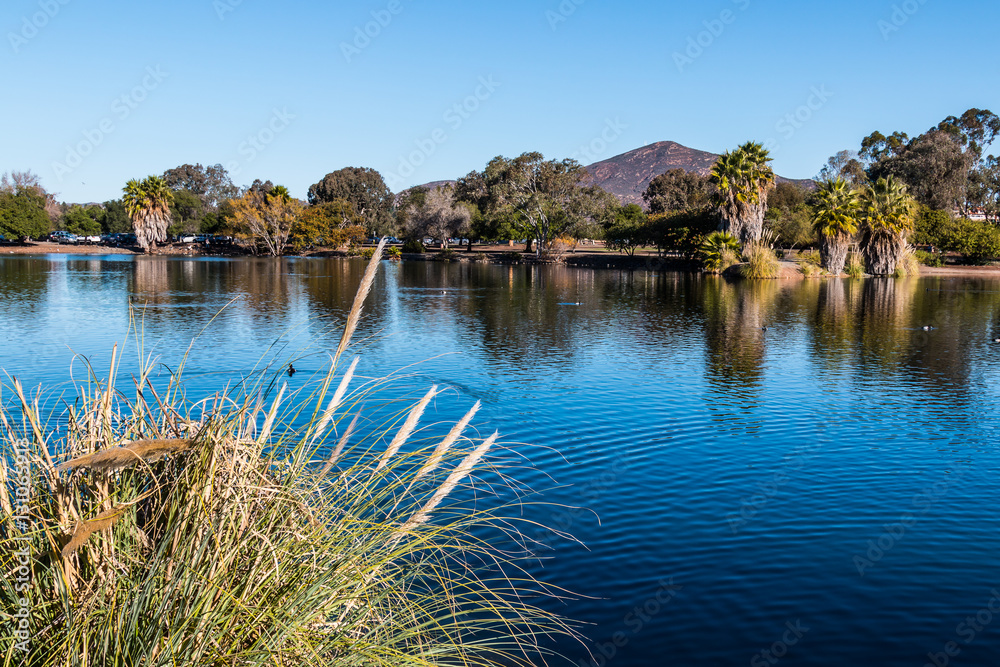 Lake Murray with Cowles mountain in San Diego, California. Lake Murray with Cowles mountain in San Diego, California.