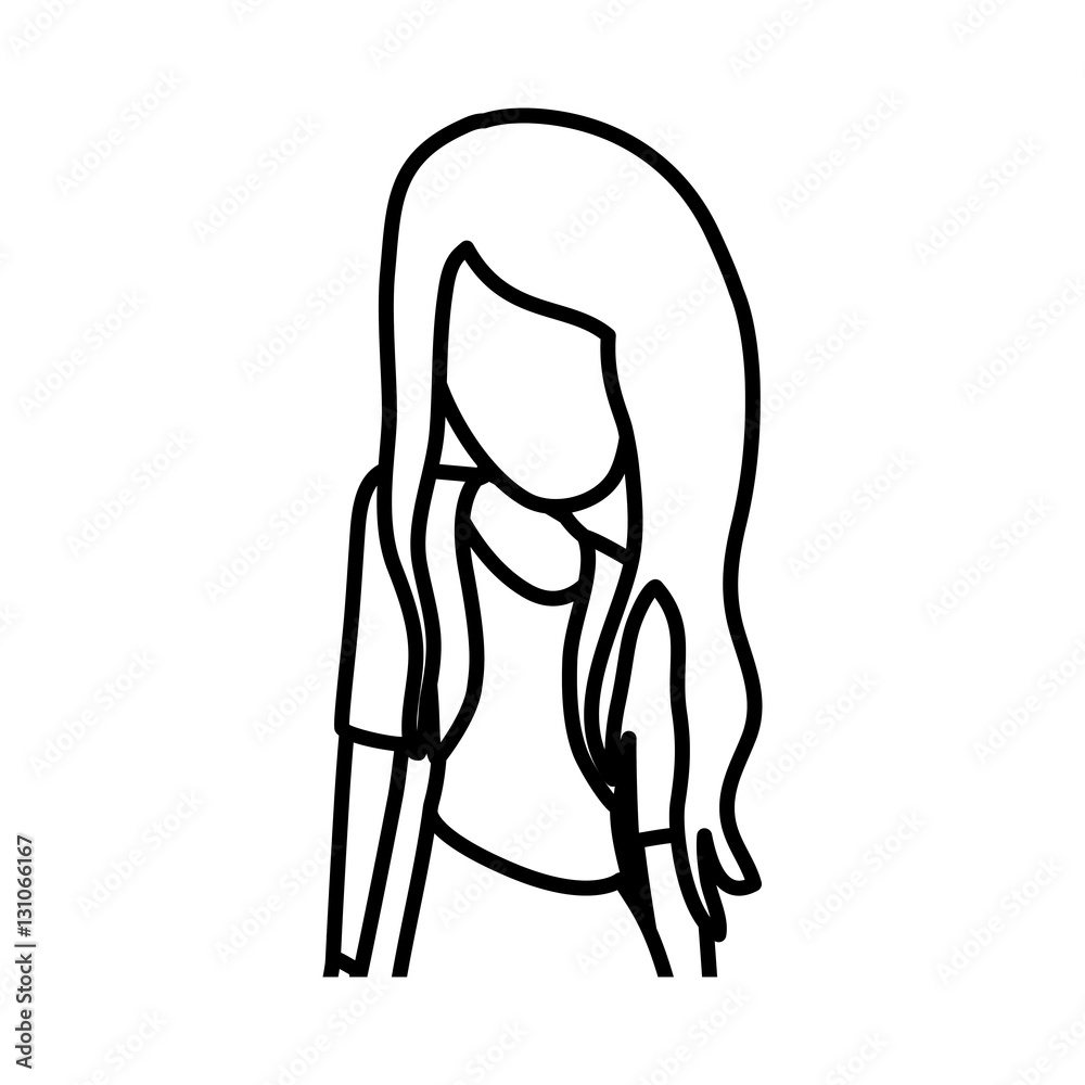 Young woman profile icon vector illustration graphic design Young woman profile icon vector illustration graphic design