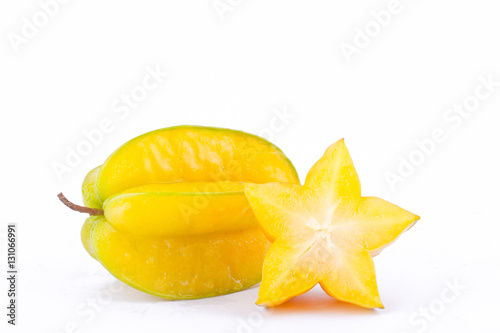  star fruit carambola or star apple ( starfruit ) on white background healthy star fruit food isolated ( side view ) 