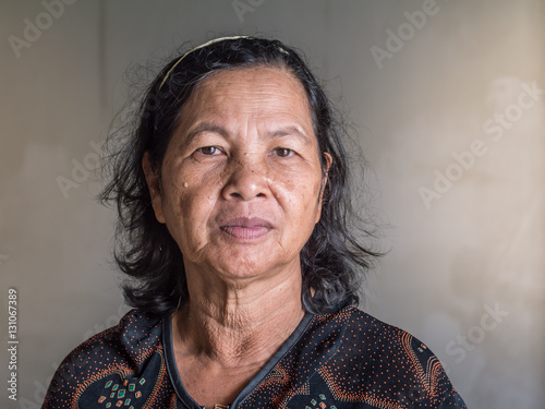 Close up old Thai woman portrait