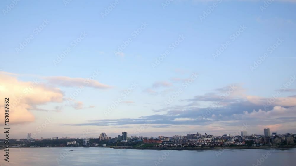 View of Kazan - Millenium bridge at autumn dusk View of Kazan - Millenium bridge at autumn dusk