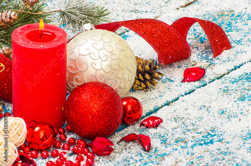 Christmas decoration on wood background