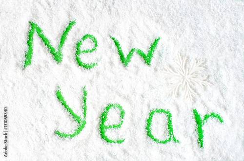 Christmas words on snow