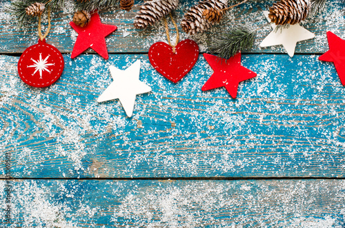 Christmas decoration on wood background
