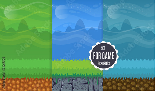 collection of backgrounds for mobile casual games flat