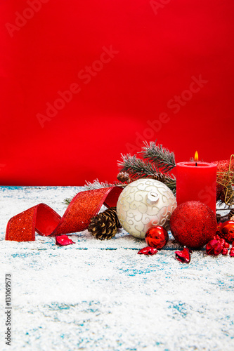 Christmas decoration on wood background
