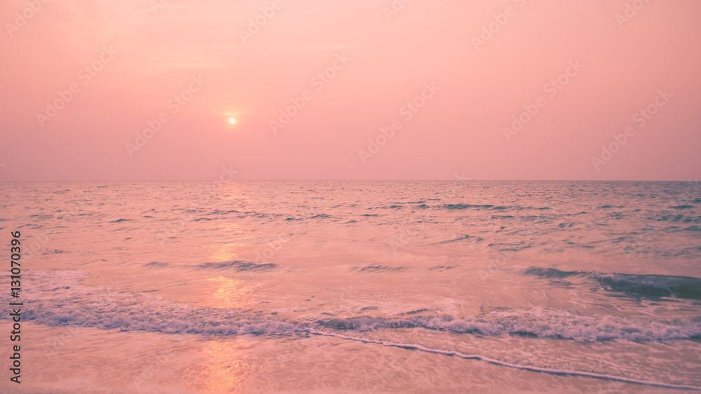 Soft pastel color tropical sunset beach.