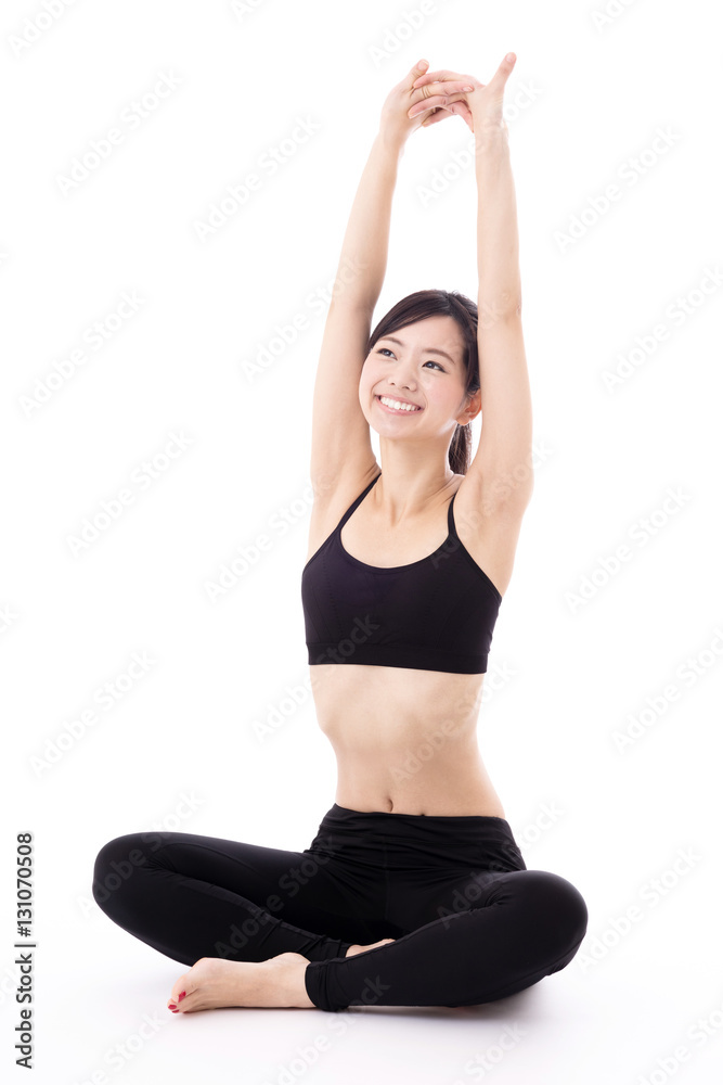 portrait of young asian woman diet image on white background portrait of young asian woman diet image on white background