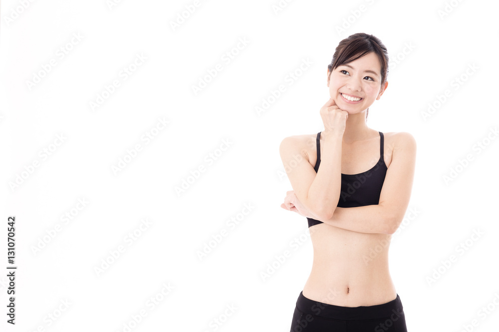 portrait of young asian woman diet image on white background portrait of young asian woman diet image on white background