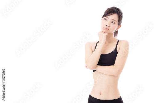 portrait of young asian woman diet image on white background © taka