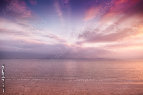 Fototapeta Naklejka Na Ścianę i Meble -  Beautiful blurred background with bright pink blurred sunset on