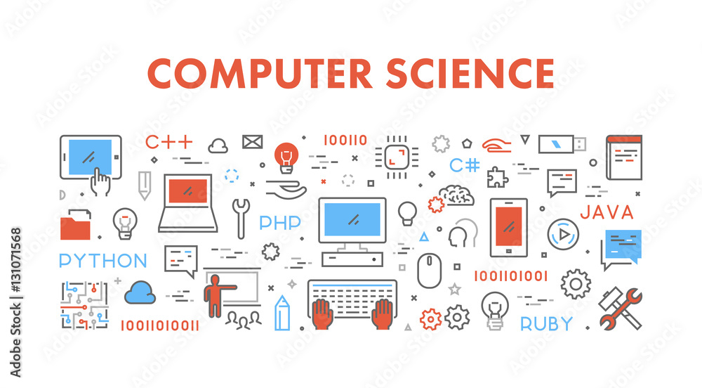 Vector line web concept for computer science Adobe Stock