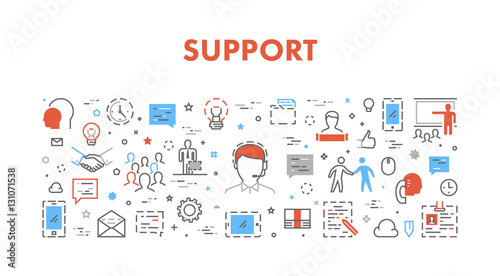 Vector line concept for support and helpdesk