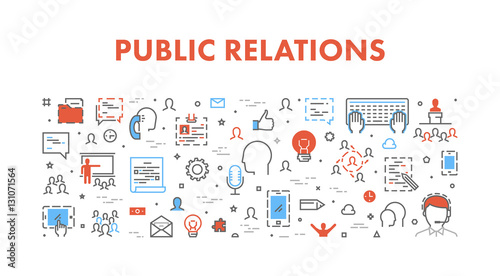 Vector line web concept for public relations