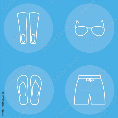 mens beachwear outline icon set
