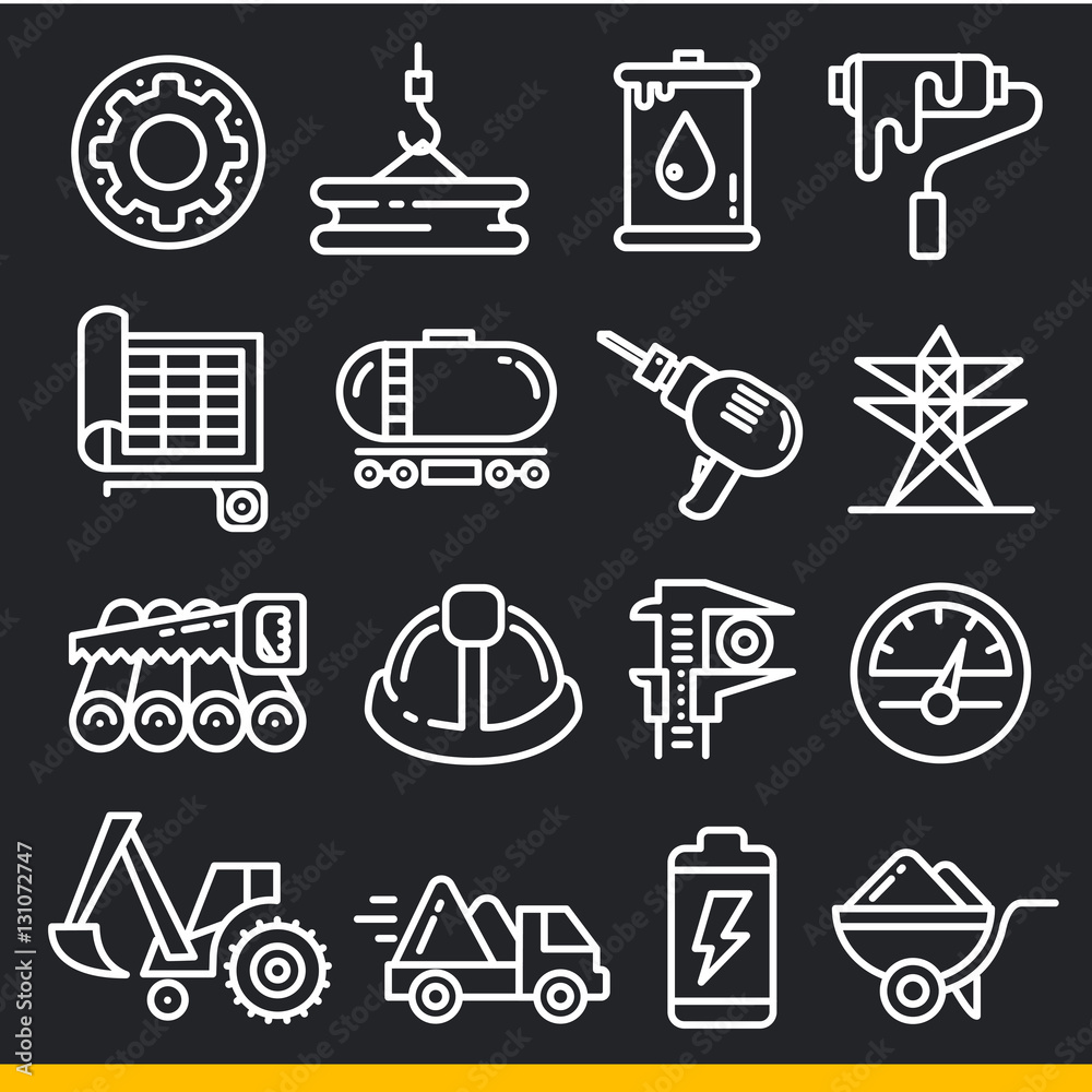 Vector icons lines set collection construction engineering Vector icons lines set collection construction engineering