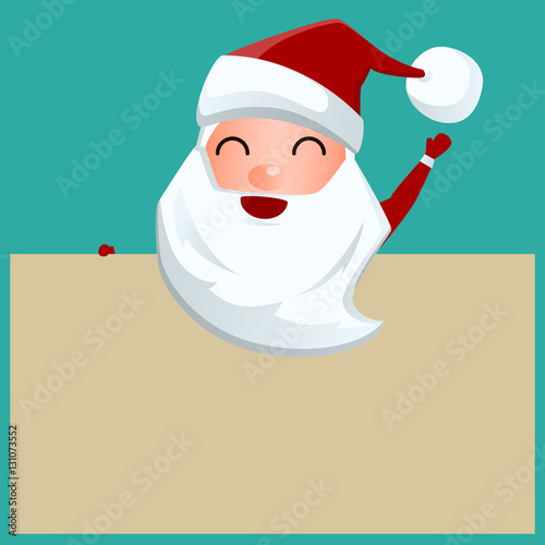 Merry Christmas. Santa Claus holding santa's list old Paper.  Christmas banner Cartoon Vector Illustration.