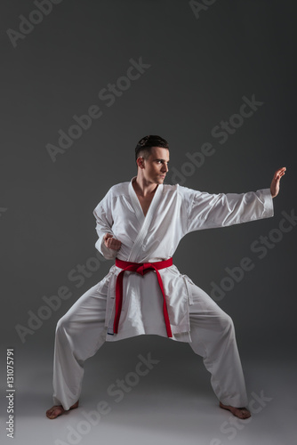 Handsome sportsman practice in karate