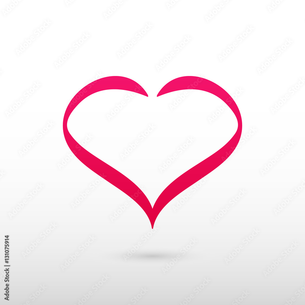 Red Heart symbol. Isolated vector logo on grey gradient background