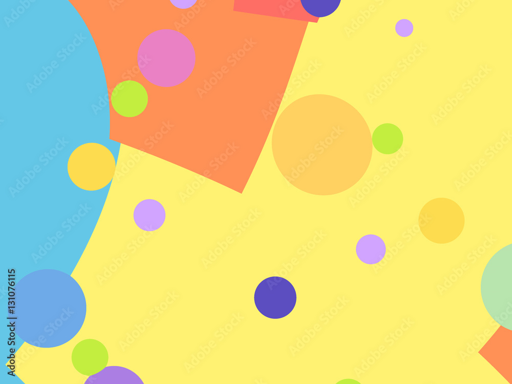 Simple playful fractal background with colorful shapes and circles. For