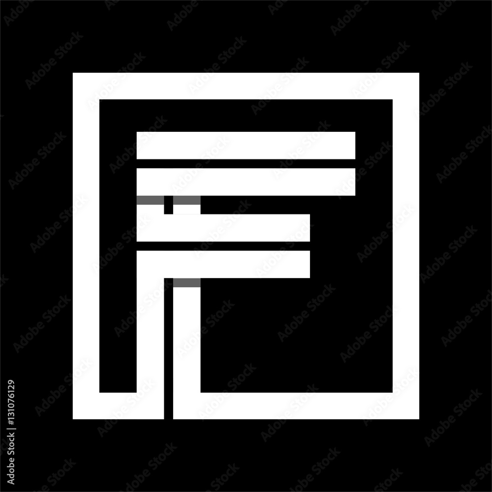 Capital letter F From white stripe enclosed in a square . Overlapping with shadows monogram, logo, emblem. Trendy design. Capital letter F From white stripe enclosed in a square . Overlapping with shadows monogram, logo, emblem. Trendy design.