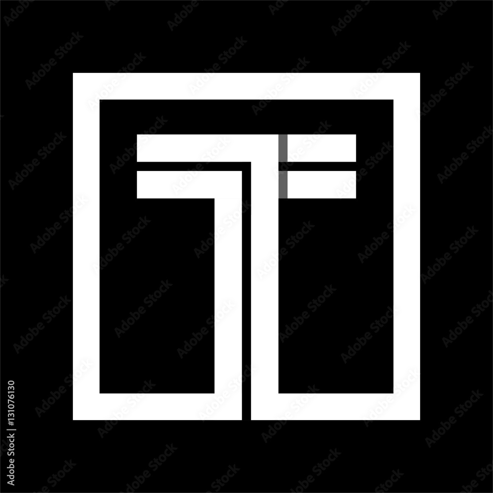 Capital letter T From white stripe enclosed in a square . Overlapping with shadows monogram, logo, emblem. Trendy design. Capital letter T From white stripe enclosed in a square . Overlapping with shadows monogram, logo, emblem. Trendy design.