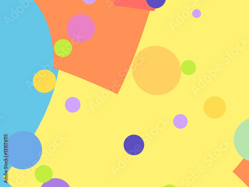 Simple playful fractal background with colorful shapes and circles. For fun children events, toys, birthday parties - invitations, posters, hats, prints, decorations, layouts, leaflets, templates.