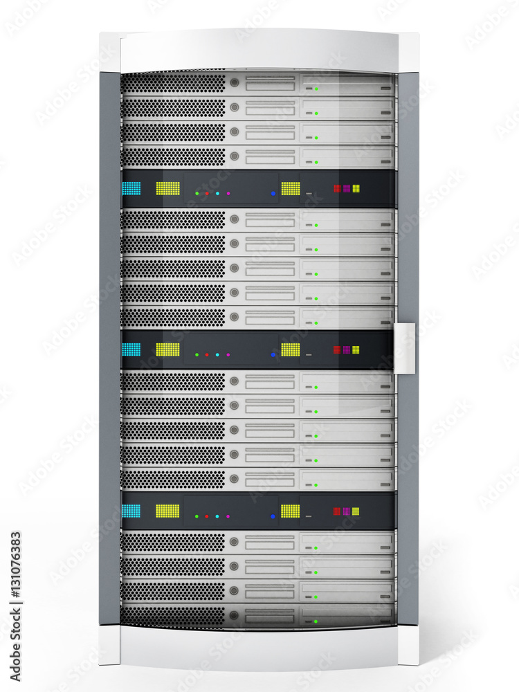 White data server isolated on white background. 3D illustration