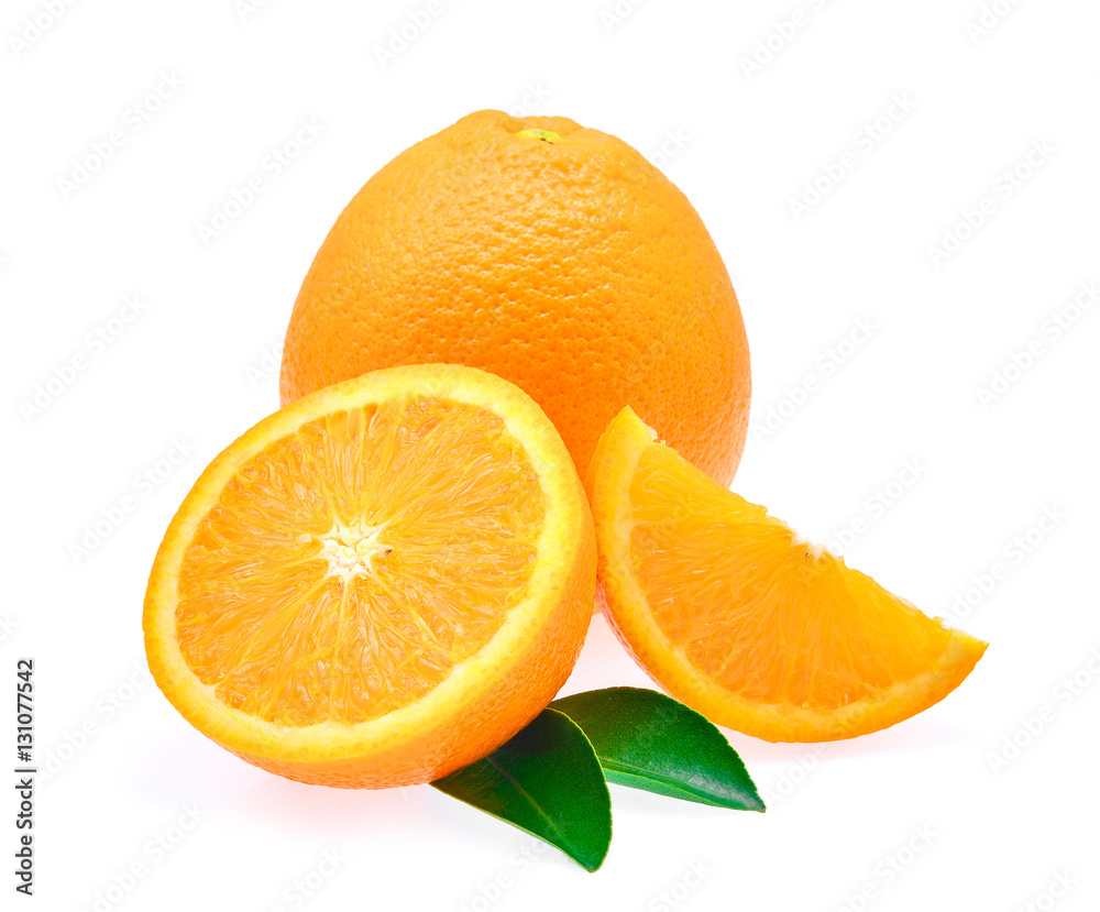 fresh orange fruit with leaf and water drop isolated on white ba fresh orange fruit with leaf and water drop isolated on white ba