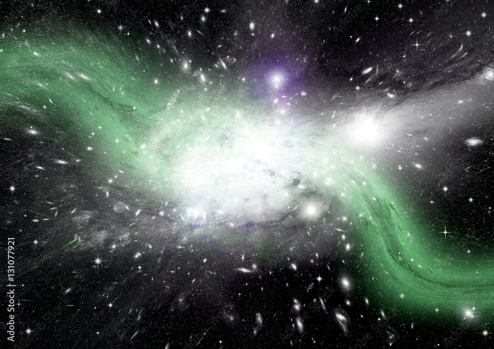 Stars, dust and gas nebula in a far galaxy