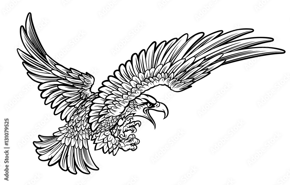 Obraz premium Eagle Swooping from the Side