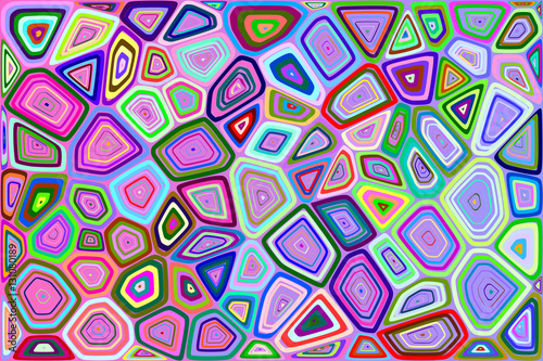 Abstract tile composition with ceramic geometric shapes. Abstract separated fractals. Voronoi background. Stock vector esp 10