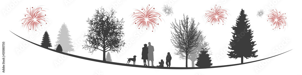 Silvester | Feuerwerk | Winterliche Landschaft | Junge Familie im Park