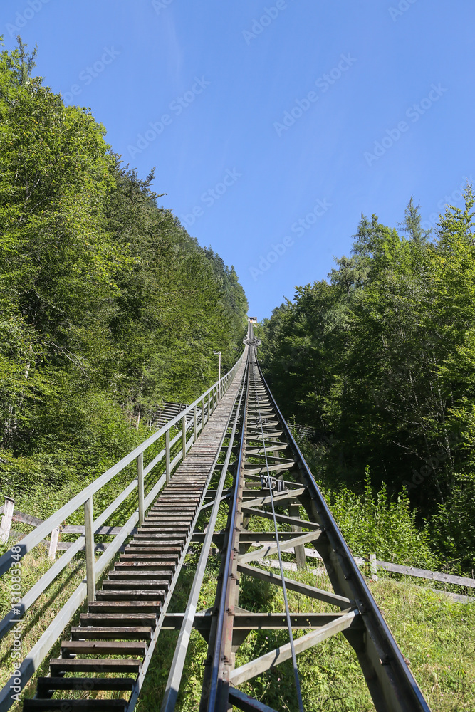 Railway goes up the mountain