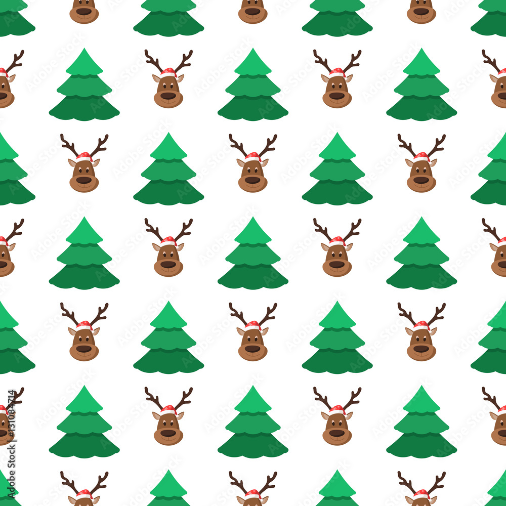 Christmas trees and deer pattern