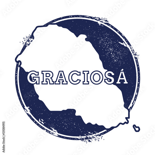 Graciosa vector map. Grunge rubber stamp with the name and map of island, vector illustration. Can be used as insignia, logotype, label, sticker or badge.