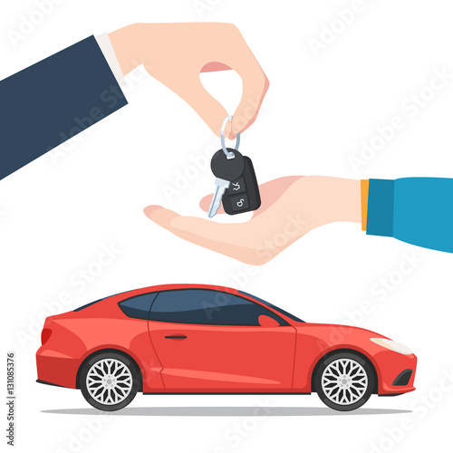 Hand gives the red car keys