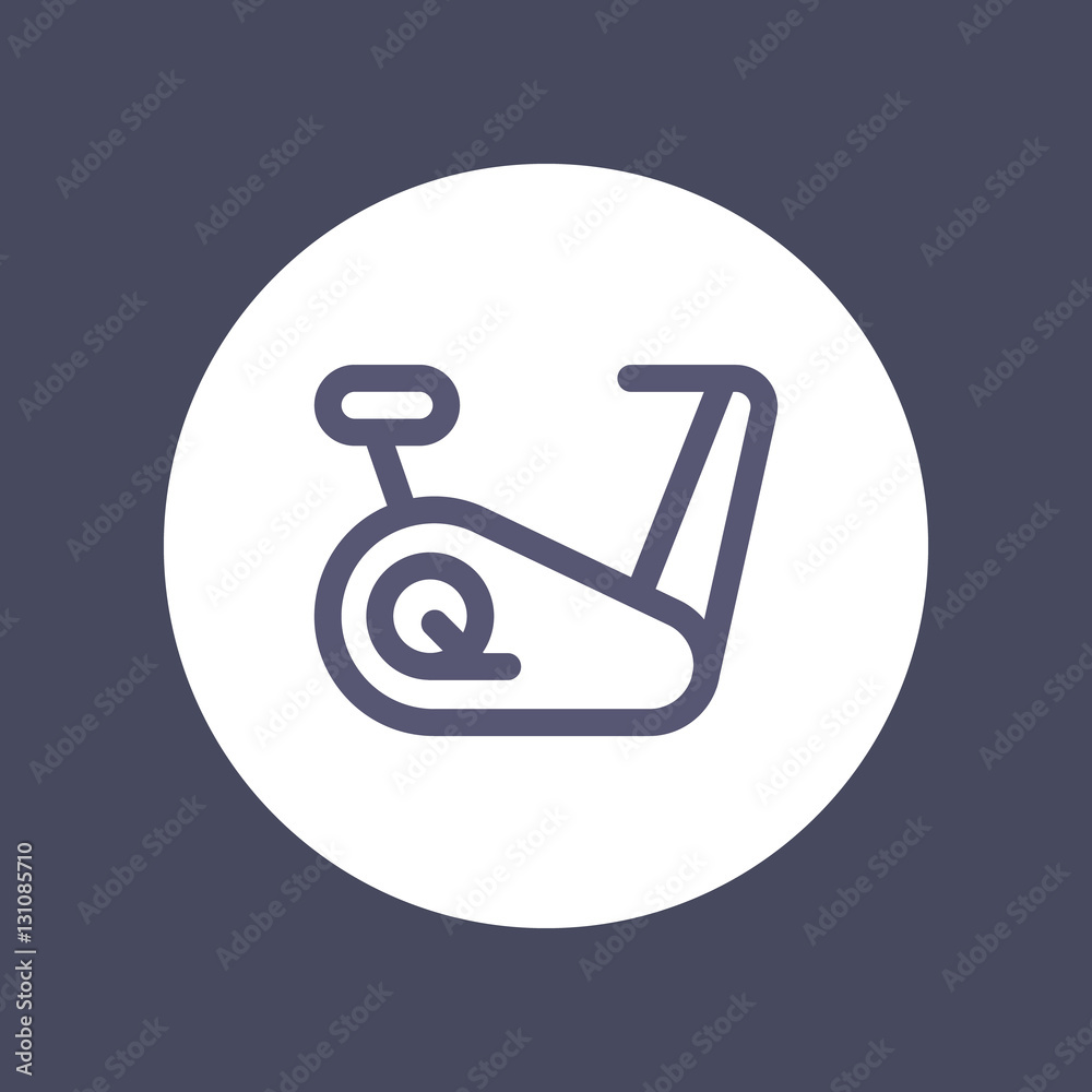 exercise bike icon in linear style, vector sign over white exercise bike icon in linear style, vector sign over white