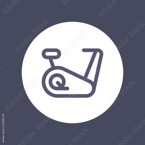 exercise bike icon in linear style, vector sign over white