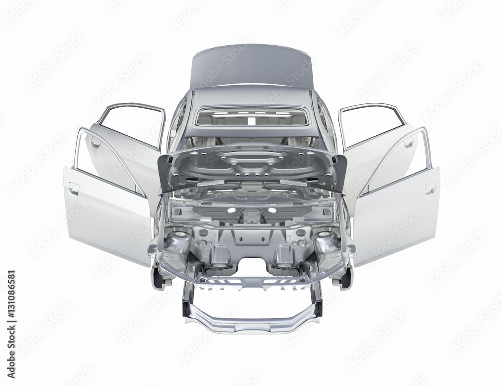 body car with no wheel without shadow isolated on white backgrou body car with no wheel without shadow isolated on white backgrou