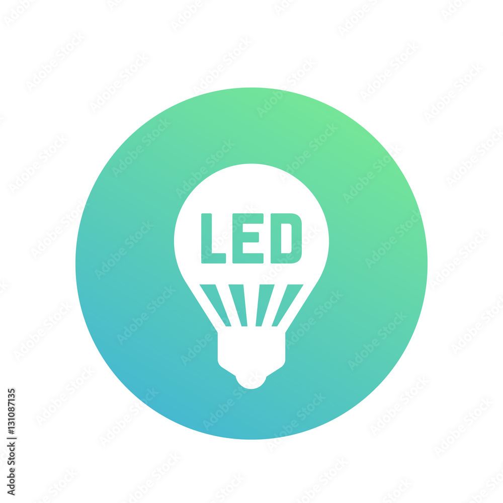 led light bulb, lamp icon, round pictogram on white Stock Vector | Adobe  Stock