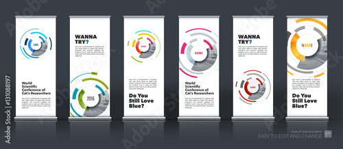 Abstract business vector set of modern roll Up Banner stand desi