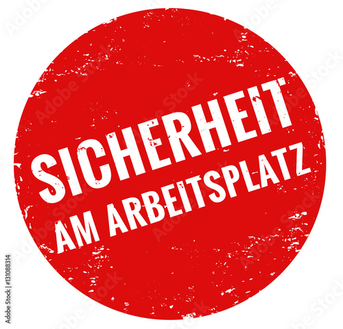 Sicherheit am Arbeitsplatz stempel rot 